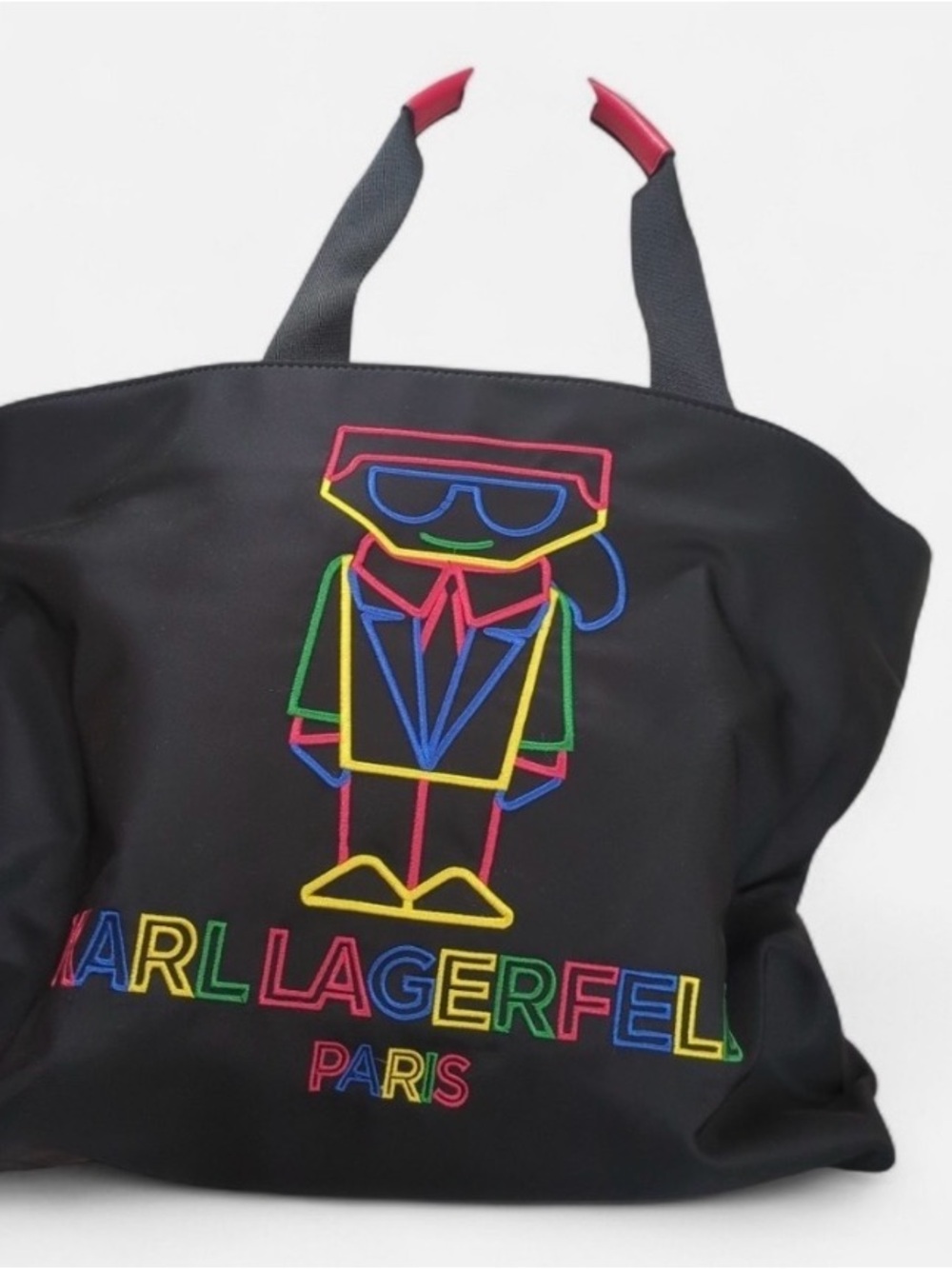 Karl Lagerfeld Paris Amour Black Tote with Multicolor Embroidery